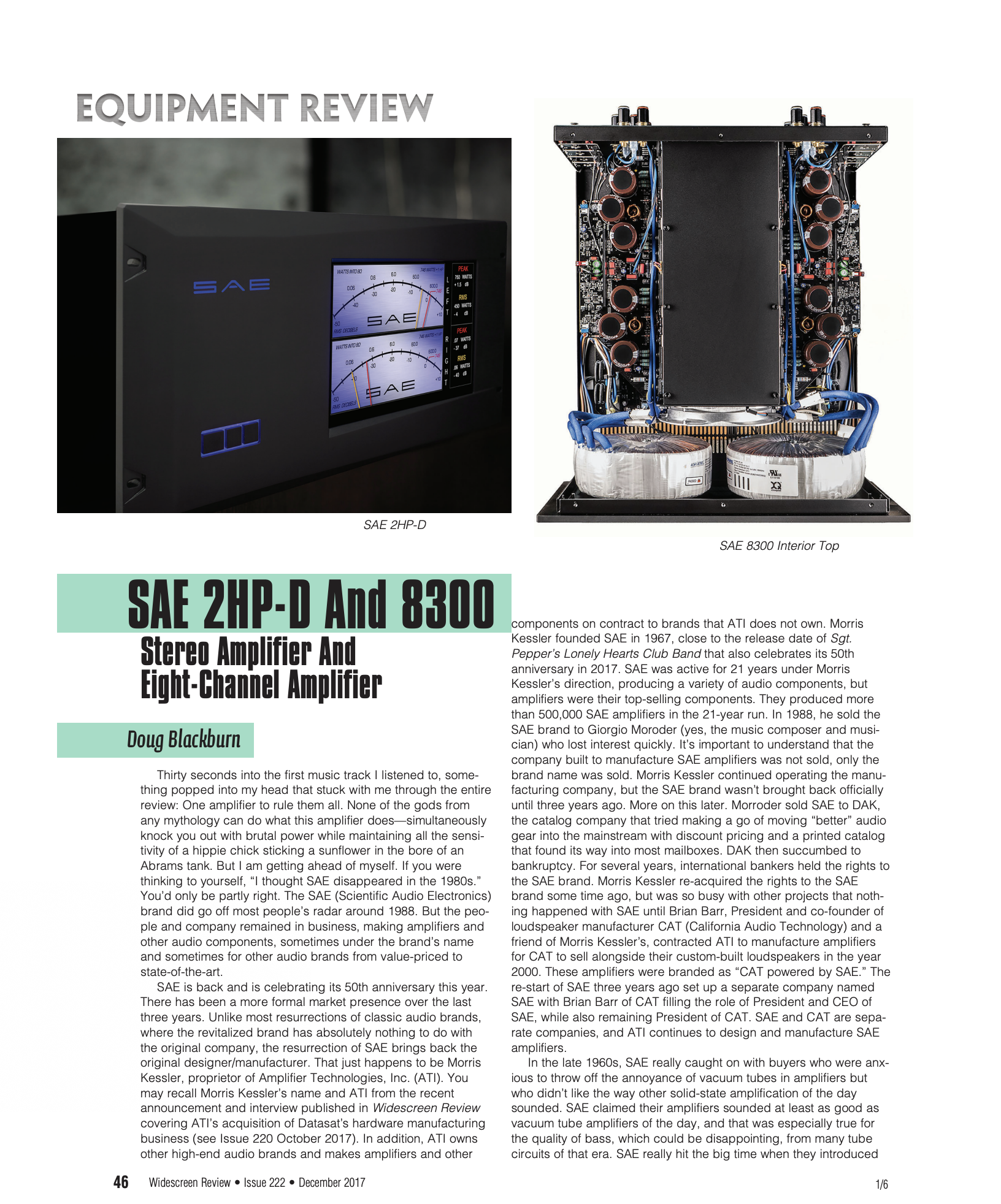 Widescreen Review: SAE 2HP-D and 8300 Amplifiers